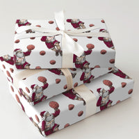 Sporty Santa Gift Wrap, Basketball Santa Wrapping Paper, Basketball Holiday Wrapping Paper, Christmas Sports Gift Wrap