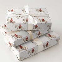 Equestrian Christmas Gift Wrap, Santa Riding White Horse Wrapping Paper, Gold Speckle Holiday Wrapping Paper, Horse Lover Gift Wrap Roll