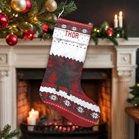 Ugly Sweater Pet Holiday Stocking, Long-Haired Dog Christmas Stocking, Custom Name Velboa Stocking, Fireplace Mantle Decor, Dog Lover Present