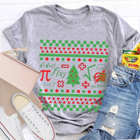 Festive STEM Holiday Teacher Tee, Math Elements Christmas Tree Shirt, Math Equations Xmas Tree Shirt, Science Teacher Christmas Shirt