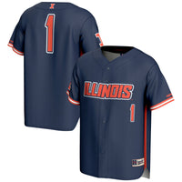 #1 Illinois Fighting Illini Lightweight Baseball Jersey - Navy