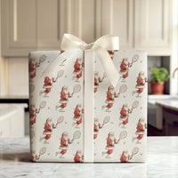 Santa Playing Tennis Gift Wrap, Tennis Santa Wrapping Paper, Sports Christmas Wrapping Paper, Humorous Tennis Player Holiday Gift Wrap Roll