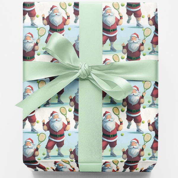 Tennis Christmas Wrapping Paper, Santa Tennis Wrapping Paper, Sports Holiday Gift Wrap, Tennis Player Wrapping Paper, Tennis 