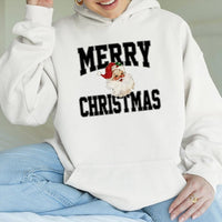 Retro Merry Christmas Sweatshirt, Vintage Santa Claus Hoodie, Adorable Santa Graphic Pullover Hoodie, Comfy Xmas Holiday Hoodie, Present for Her