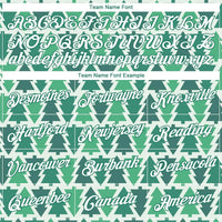 Kelly Green White Geometric Holiday Sweatshirt, Custom Christmas Tree Pullover Hoodie, Personalized Name Number Xmas Sports Hoodie