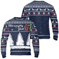 67th Birthday Holiday Sweater, Not Naughty Just 67 Ugly Christmas Sweater, Reindeer Paw Print Sweatshirt, Humorous 67 Year Old Xmas Present
