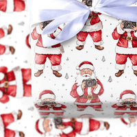 Vintage Camera Christmas Gift Wrap, Photographer Santa Claus Wrapping Paper, Whimsical Holiday Wrapping Paper, Photo Xmas Wrapping Paper