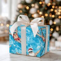 Tropical Vacation Santa Gift Wrap, Swimming Santa Wrapping Paper, Summer Beach Christmas Wrapping Paper, Humorous Holiday Present Paper