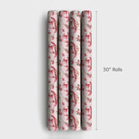 Western Christmas Gift Wrap, Pink Cowboy Santa Wrapping Paper, Retro Cowgirl Santa Wrapping Paper, Whimsical Holiday Present Wrap Roll