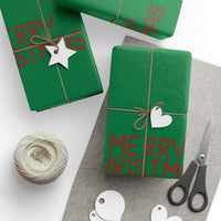 Festive Typography Gift Wrap, Merry Christmas Wrapping Paper, Holiday Text Gift Wrapping Paper Roll, Xmas Present Wrap, Holiday Supplies