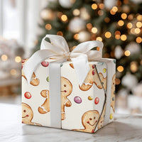 Christmas Cookie Gift Wrap, Watercolor Gingerbread Man Wrapping Paper, Holiday Gingerbread Wrapping Paper, Adorable Xmas Gift Wrap Roll