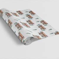 Holiday Market Gift Wrap, Winter Village Market Christmas Wrapping Paper, Christmas Town Present Wrap, Comfy Winter Festive Gift Wrap Roll
