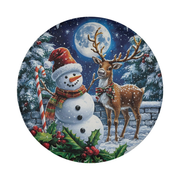 Winter Night Scene Holiday Tire Cover, Christmas Snowman Reindeer Spare Tire Cover, Festive Xmas Wheel Cover, Jeep SUV Truck 