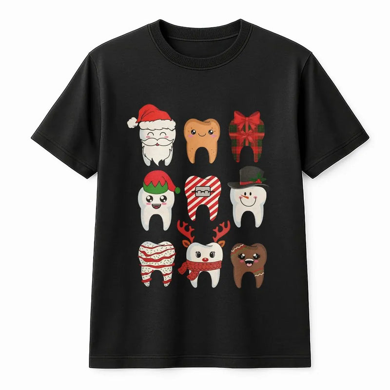 Dental Hygienist Holiday Shirt, Christmas Teeth T-Shirt, Humorous Dentist Christmas Tee, Dental Assistant Graphic T-Shirt Xmas Present