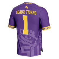 #1 LSU Tigers Icon Print Football Fashion Jersey - Purple