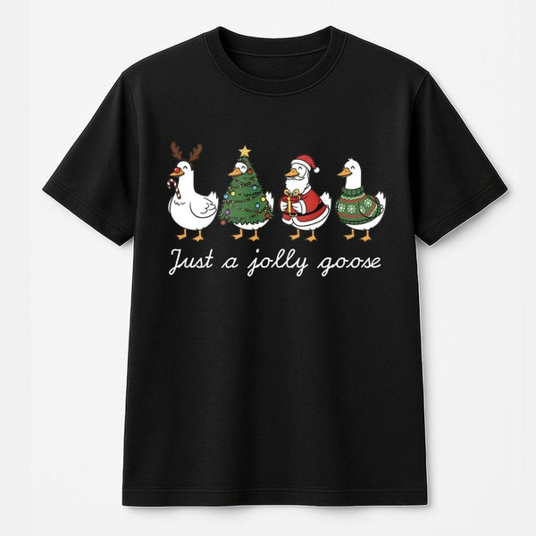 Humorous Holiday Goose Shirt, Jolly Goose Christmas Shirt, Adorable Xmas Duck Graphic Tee, Retro Festive Animal T-Shirt, Holi
