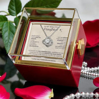 Intertwined Heart Love Knot Necklace, Daughter Love Knot Necklace, Rotating Rose Box Love Knot Pendant, Meaningful Birthday Christmas Present