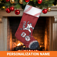 Custom Name and Number Stocking, Personalized Baseball Christmas Stocking, Sports Fan Christmas Stocking, Holiday Present for Baseball Players
