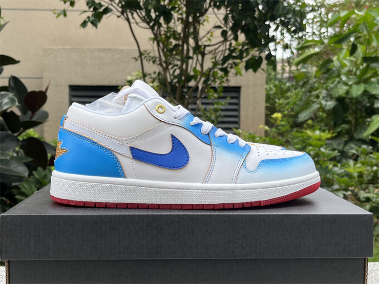 Low Top Sneakers, Blue White Colorway, Lace Up Design, Casual Gift for Sneaker Fans