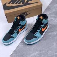 High Top Sneakers, Blue Orange Colorway, Lace Up Design, Casual Gift for Sneaker Fans