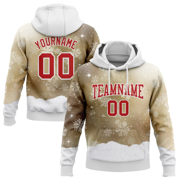 Personalized Winter Pullover Hoodie, Custom Christmas Snowflake Hoodie, Holiday Sports Sweatshirt, Stitched Name and Number F