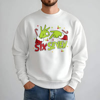 Humorous Green Hand Sign Sweatshirt, Six Seven Christmas Sweatshirt, Meme Holiday Crewneck, Gen Z Xmas Graphic Sweatshirt, Viral Holiday Present