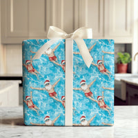 Humorous Pool Santa Claus Gift Wrap, Swimming Santa Wrapping Paper, Tropical Holiday Wrapping Paper, Christmas in July Gift Wrap Roll