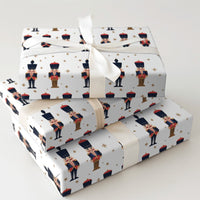 Toy Soldier Gift Wrap, Nutcracker Christmas Wrapping Paper, Traditional Holiday Wrapping Paper, Gold Star Xmas Paper, Festive Gift Wrap
