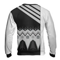 Nordic Winter Pattern Pullover, Black and White Christmas Sweatshirt, Minimalist Holiday Snowflake Crewneck, Festive Xmas Outfit Present