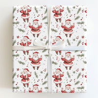 Musical Holiday Gift Wrap, Singing Santa Christmas Wrapping Paper, Watercolor Santa Claus Gift Wrap, Festive Xmas Roll Wrapping Paper