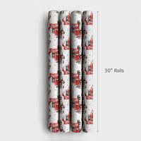 Santa Hat Trucker Gift Wrap, Semi Truck Christmas Wrapping Paper, Transportation Big Rig Wrapping Paper, Holiday Present Paper for Driver