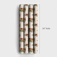 Watercolor Dog with Red Bow Gift Wrap, Goldendoodle Christmas Wrapping Paper, Holiday Puppy Wrapping Paper, Dog Lover Present Packaging Roll