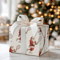 Santa Playing Tennis Gift Wrap, Tennis Santa Wrapping Paper, Sports Christmas Wrapping Paper, Humorous Tennis Player Holiday Gift Wrap Roll