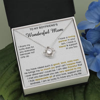 Appreciation Love Knot Pendant Necklace, Love Knot Necklace for Boyfriend Mom, 14k White Gold Message Jewelry, Birthday Christmas Present