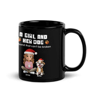 Personalized Pet Owner Coffee Mug, Girl and Her Dog Ceramic Mug, Christmas Dog Lover Cup, Adorable Puppy Graphic Drinkware Present for Mom