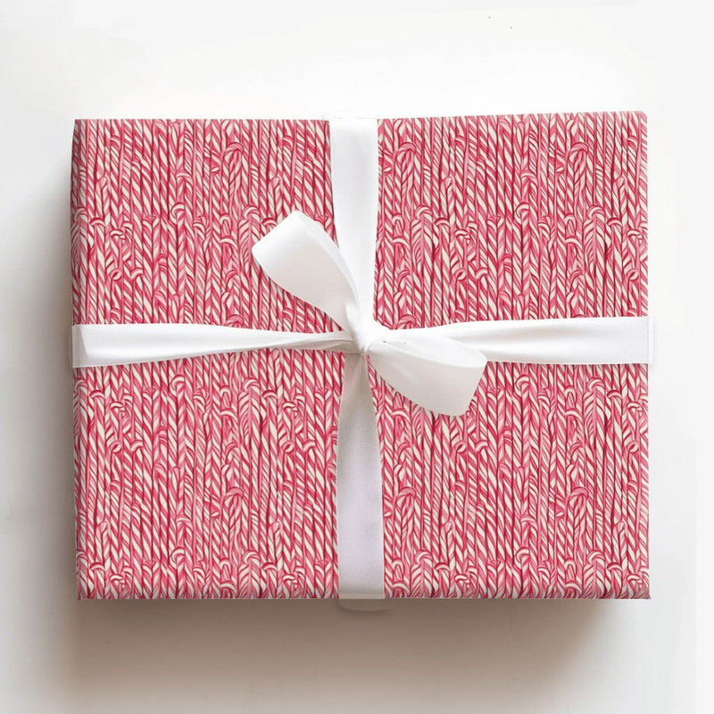 Classic Christmas Gift Wrap, Red Candy Cane Wrapping Paper, Striped Holiday Wrapping Paper, Festive Winter Present Paper Roll
