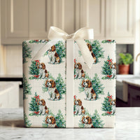Christmas Tree Dog Gift Wrap, Cavalier King Charles Wrapping Paper, Watercolor Spaniel Wrapping Paper, Holiday Dog Lover Gift Wrapping Paper