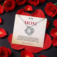Mother Love Knot Pendant, Mom Love Knot Necklace, CZ Crystal Knot Necklace, Sentimental Mom Jewelry, Christmas Present from Son or Daughter