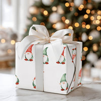 Red Green Holiday Gift Wrap, Watercolor Christmas Gnome Wrapping Paper, Adorable Gnome Pattern Wrapping Paper, Festive Xmas Gift Wrap
