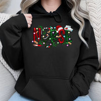 Plaid Festive Medical Hoodie, Christmas Nurse Hoodie, Nursing Student Holiday Hooded Sweatshirt, Adorable Xmas Nurse Hoodie, RN Winter Present