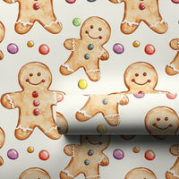 Christmas Cookie Gift Wrap, Watercolor Gingerbread Man Wrapping Paper, Holiday Gingerbread Wrapping Paper, Adorable Xmas Gift Wrap Roll