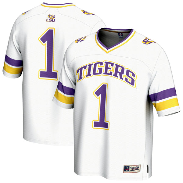#1 LSU Tigers Collegiate Football Fashion Jersey - White