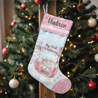 Baby First Christmas 2025 Stocking, Personalized Elephant Christmas Stocking, Custom Name Holiday Stocking, Adorable Baby Shower Keepsake Present