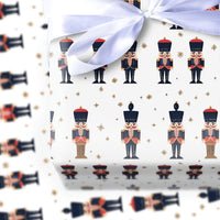 Toy Soldier Gift Wrap, Nutcracker Christmas Wrapping Paper, Traditional Holiday Wrapping Paper, Gold Star Xmas Paper, Festive Gift Wrap