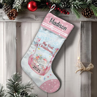 Baby First Christmas 2025 Stocking, Personalized Elephant Christmas Stocking, Custom Name Holiday Stocking, Adorable Baby Shower Keepsake Present