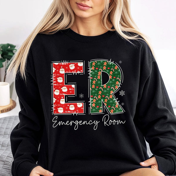 Emergency Room Holiday Sweater, ER Nurse Christmas Sweatshirt, Medical Healthcare Xmas Crewneck Pullover, RN Nurse Christmas 