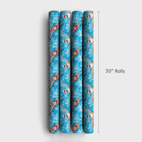 Humorous Pool Santa Claus Gift Wrap, Swimming Santa Wrapping Paper, Tropical Holiday Wrapping Paper, Christmas in July Gift Wrap Roll