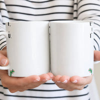 Holiday Pine Candy Cane Mug, Christmas Wreath Coffee Mug, Festive Xmas Botanical Cup, Winter Season Ceramic Mug Present