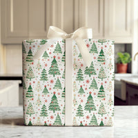 Festive Pine Holiday Gift Wrap, Watercolor Christmas Tree Wrapping Paper, Winter Botanical Wrapping Paper, Xmas Present Wrap