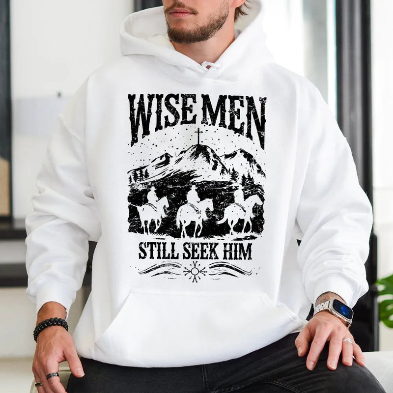 Western Cowboy Nativity Hoodie, Wise Men Still Seek Him Hoodie, Christian Faith Christmas Pullover Hoodie, Religious Holiday Present